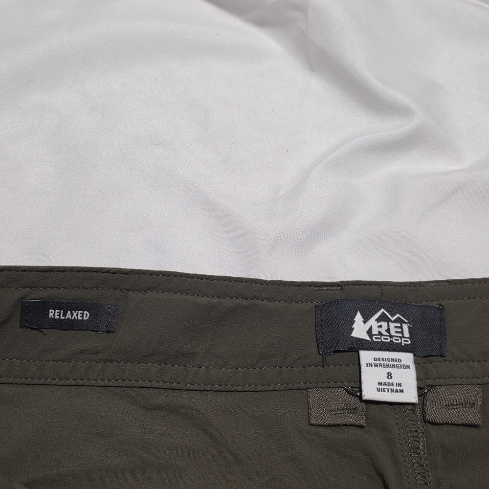 REI Women's Olive Cargo Shorts - Picture 3 of 5